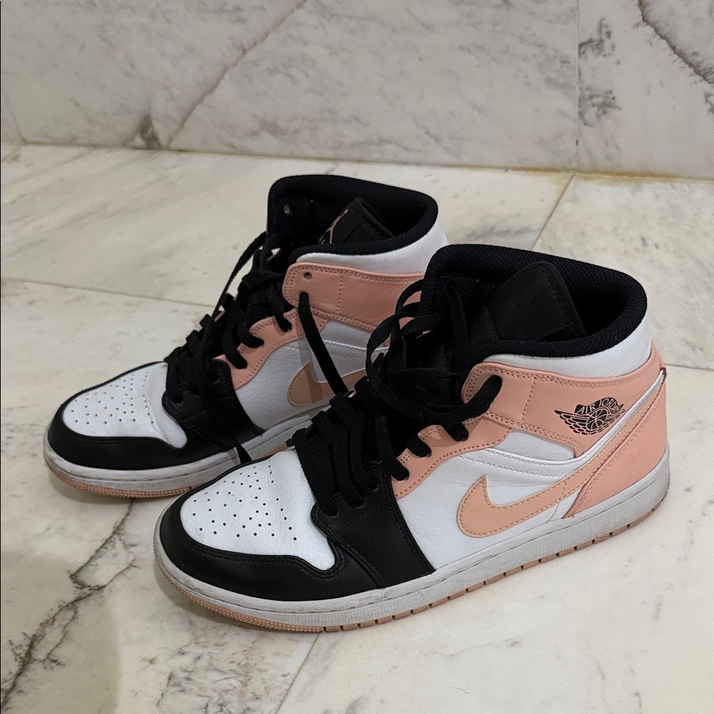 Jordan Women's Black, White, and Pink Sneakers
